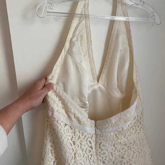 Ivory Halter-Style Watters Bridal Sweep Train Wedding Dress Size 12 - Picture 5 of 8
